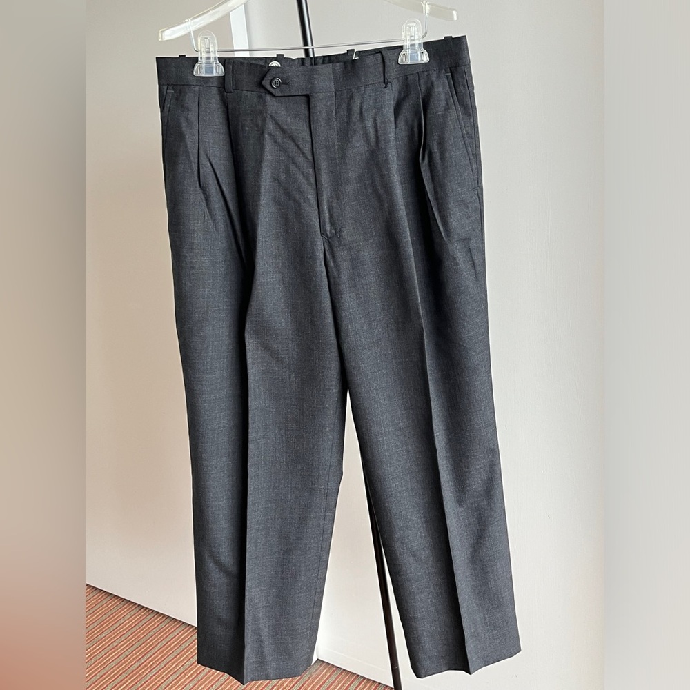 CLUB ROOM by Charter Club Men's 36 Short Pleated Slate Gray 100% Pure Wool Pants